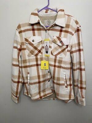 lot 63318 image: Sage Womens Plaid Lined Fleece Shirt Jacket, Rust - XXL