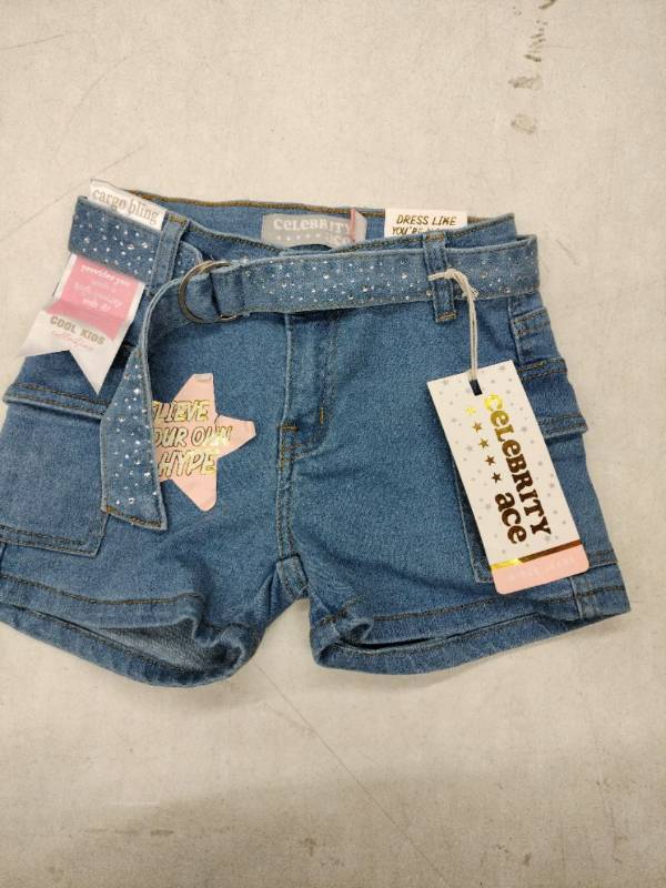 lot 63339 image: Celebrity Ace branded medium-wash denim shorts - 7