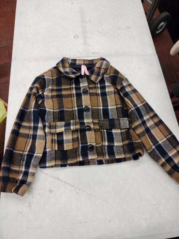lot 63343 image: Pink Latte cropped brown plaid jacket - S