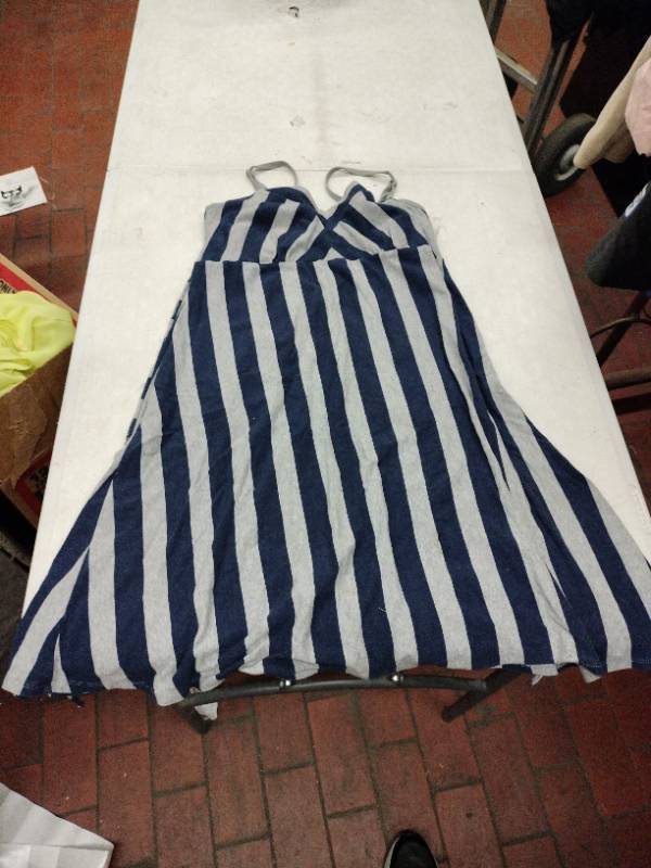 lot 63353 image: Motherhood Maternity navy and grey striped camisole dress - M