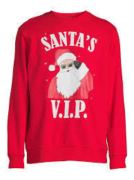 lot 58268 image: Holiday Time Mens Santa VIP Crewneck Fleece Sweatshirt