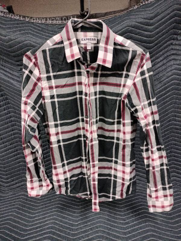 lot 1051 image: Express long-sleeve button-down plaid shirt - S
