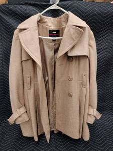 lot 61348 image: Miss Sixty womens beige wool-blend double-breasted trench coat - L