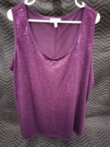 lot 61352 image: Fashion Bug womens scoop-neck top with Sequin Detailing - 2X