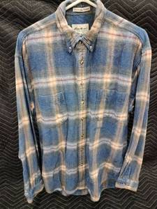 lot 61365 image: vintage Eddie Bauer Bainbridge Flannel long-sleeve button-up shirt - XL