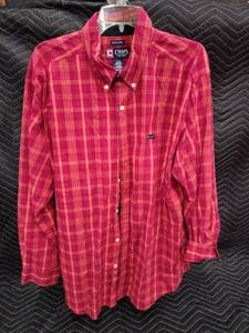 lot 61368 image: Chaps Easy Care red plaid long-sleeve button-down shirt - XL
