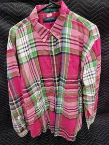 lot 61369 image: Claybrooke XXL button-down shirt PinkWhiteGreen