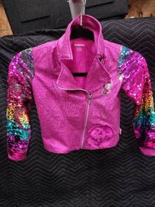 lot 61378 image: Nickelodeon Jojo Siwa Hot Pink Unicorn Sparkle Sequins Motorcycle Jacket Kids - S