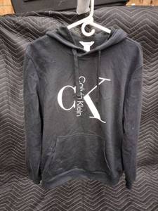 lot 61383 image: black Calvin Klein Monogram Logo Fleece Hoodie - M