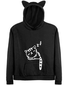 lot 61388 image: RGOSME Juniors Cat Hoodies for Teen Girls,Novelty Cat Ear Pullover Sweater with Pocket (Black,S)