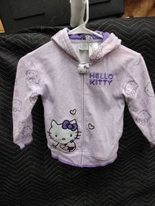 lot 61393 image: Hello Kitty Youth Girls Full Zip Embroidery Patches Hooded Jacket - 6Y