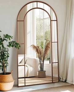 Antok 78" x 38" Full Length Mirror, Floor Mirror Arched Window Decorative Mirror, Metal Framed Decor Farmhouse Floor Mirrors Art Pane Mirrors Wall Decor for Bedroom, Living Room, Entryway Bronze - Retail: $339