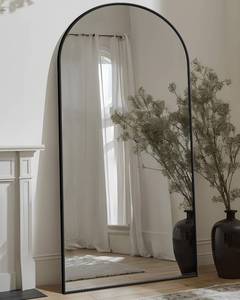 Antok Full Length Mirror, 76"x34" Floor Mirror with Stand, Hanging Mounted Mirrors for Bedroom, Living Room, Cloakroom, Dining Room, Black, Arched - Retail: $150