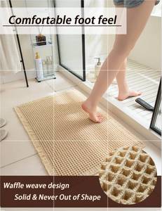 lot 3027 image: Bed pomu Upgraded Waffle Bath Mat, 17x24 Inch Non-Slip Absorbent Bathroom Rug, Soft Machine Washable Floor Mat for Shower, Tub, and Bathroom Decor (Beige, 17x24in) Pack of 2 - Retail $0
