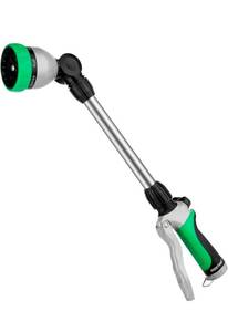 lot 3064 image: RESTMO Heavy Duty Metal Watering Wand, Sprayer Nozzle for Garden Hose180° Swivel Ratcheting Head, 16 Hose Wand, 7 Spray Patterns, Flow Control, Ideal for Hanging Baskets & Shrubs - Retail $27