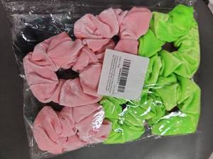 lot 3086 image: savita 6pcs neon pink and green scrunchies & 6 pcs heart shaped sunglasses - Retail $0