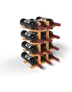 lot 3095 image: 12 Bottle Bamboo Small Wine Rack for Countertop, No Tools Assembly, Modern Lattice Design, Durable, Wine and Liquor Bottle Storage for Small Spaces - Retail $34