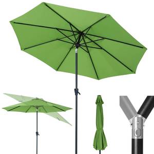 lot 3107 image: Tempera 7.5ft Patio Market Outdoor Table Umbrella with Push Button Tilt and Crank, Large Sun Umbrella with Sturdy Pole & Fade Resistant Canopy, Easy to Set, Green - Retail $25