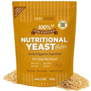 lot 3108 image: Sari Foods Nutritional Yeast Flakes 24 oz, Non Fortified Nutritional Yeast Seasoning Superfood, Protein, Gluten Free & Dairy Free Vegan Cheese Parmesan Substitute, Vitamins B, Beta-glucans & 18 Amino Acids - Retail $35