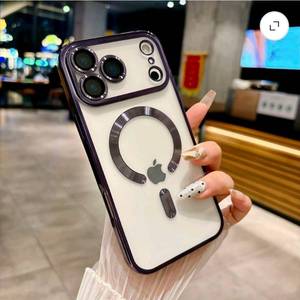 lot 3118 image: iPhone 17 Pro Max Mangetic Case, Shockproof Camera Lens Protector Clear Magnetic Luxury Plating Compatible with MagSafe Soft TPU Rubber Elegant Anti-Scratch Case 6.9 inch, purple - Retail $0
