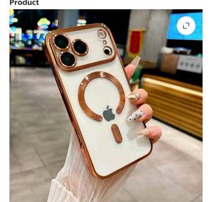 lot 3119 image: iPhone 17 Pro Max Mangetic Case, Shockproof Camera Lens Protector Clear Magnetic Luxury Plating Compatible with MagSafe Soft TPU Rubber Elegant Anti-Scratch Case 6.9 inch, DesertGold - Retail $0