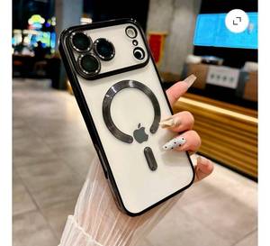 lot 3120 image: iPhone 17 Pro Max Mangetic Case, Shockproof Camera Lens Protector Clear Magnetic Luxury Plating Compatible with MagSafe Soft TPU Rubber Elegant Anti-Scratch Case 6.9 inch, Black - Retail $0
