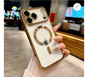 lot 3122 image: iPhone 17 Pro Max Mangetic Case, Shockproof Camera Lens Protector Clear Magnetic Luxury Plating Compatible with MagSafe Soft TPU Rubber Elegant Anti-Scratch Case 6.9 inch, Gold - Retail $0