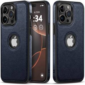 lot 3124 image: USLOGAN for iPhone 15 Pro Case Vegan Leather Slim Luxury Elegant Vintage Phone Cover 2023 6.1 Inch (Blue) - Retail $15