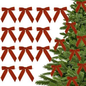lot 3129 image: LiBongTa 3.5 Rust Bows Pre Tied Velvet Ribbon Bows, Gift Bows for Presents, Orange Ribbon Bow with Twist Ties for Wreaths, Treat Bags, Party Decor, Valentines Day Bow-12 Counts - Retail $11