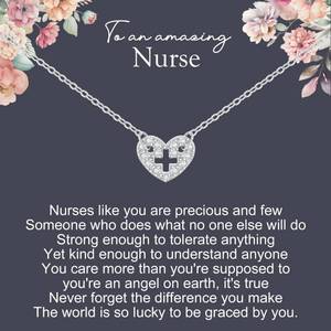 lot 3131 image: NOURISHLOV Nurse Gifts, Sterling Silver Heart Cross Necklace Gifts for Nurses Female, Nurse Appreciation Gifts, Nurses Week Gifts for Nurse, Gifts for Nursing Students
