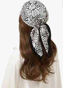 lot 3136 image: 3 pack STARWHISPER 27 Square Head Scarf for Women Silk Feeling Satin Scarf Women Fashion Silk Scarf for Wrapping Hair - Retail $0