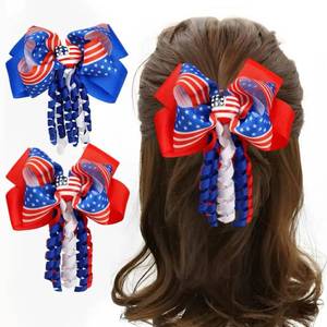 lot 3139 image: 2pc 4th of July Hair Bow Clips, Patriotic Red White Blue Cheer Ribbon Hair Barrettes Alligator Hair Pins for Girls Teens Toddlers Kids Women Holiday Party Dress outfits Decor Accessories Gift(A) - Retail $9,431