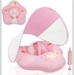 lot 3151 image: Baby Float with Canopy,Infant Pool Float with Safety Seat,Baby Swimming Float & Swim Float & Water Float UPF50 UV Protection for Toddler from 3 to 36 Months.(S3-12 MonthL6-36 Month) - Retail $28