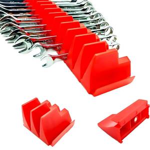lot 3196 image: ISFQERON 92PC Magnetic Wrench Organizer for Toolbox Drawers - Heavy Duty Modular Tool Rack with SAEMetric Labels,Customizable Storage & Strong Magnet Base (Red)