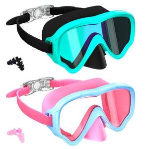 lot 3203 image: Wenwasno Kids Swim Mask 2Pack, Kids Diving Mask Waterproof Fog-Proof UV-Protective Kids Swimming Goggles with Nose Shield, Leak-Proof, shatterproof Lenses