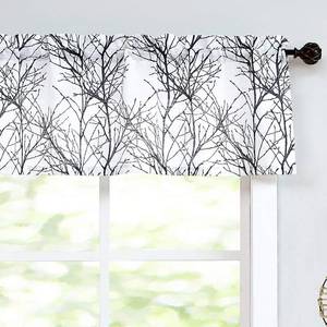 lot 3206 image: FMFUNCTEX Window Valance Curtains Black Tree Branch Print Semi Sheer White Short Valance for Kitchen Bathroom Rod Pocket Window Treatment 1 Panel, 50 x 15 Inches
