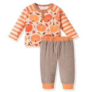 lot 3214 image: Aalizzwell 0-6 Months Infant Baby Boys Fall Clothes Pumpkin Thanksgiving Outfit Brown - Retail $14