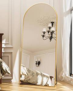 lot 3220 image: Antok 71 x32 Arched Full Length Mirror, Floor Mirror with Stand,Gold - Retail $130