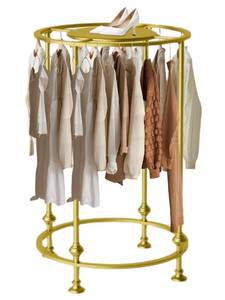 lot 3223 image: YTQHERQR Round Garment Rack (Gold, A), RZ001 - Retail $131