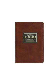 lot 3255 image: One Minute with God for Men 365 Devotions, Brown Faux Leather Flexcover - Retail $14