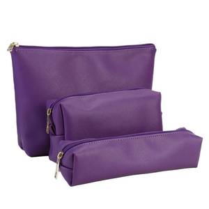 lot 3275 image: AGBIADD Travel Makeup Bags Set, 3-Piece Large Toiletry Organizer, Multi-Size Cosmetic Bags with Zipper (Dark purple) - Retail $16
