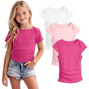 lot 3300 image: JoyMotion 3 Pack Girls Cap Sleeve Tees, 3-Color, 5-6 Years