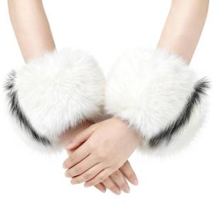 lot 3345 image: RainFlowwer Faux Fur Wrist Cuffs, Winter Short Furry Arm Warmer Fluffy Wirstband Ankle Warmer