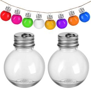 lot 3355 image: BESPORTBLE 10pcs Clear Empty Milk Bottles with Silver Caps, Portable Juice Bottles for Christmas Tree Decorations, Party Favors - Retail $13