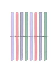 lot 3400 image: Elk and Friends KidsToddler 6.3 Silicone Straws with Stoppers  8pkFor 8oz  10oz Jars  16cm Valve Free Straws  Cleaning Brush Included  Dishwasher Safe - Retail $14