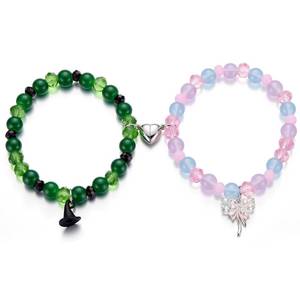 lot 3404 image: Huquary Matching Bracelets for Couples Friend Friendship Kit Bestie Gifts for Women Pink and Green for Christmas Gift