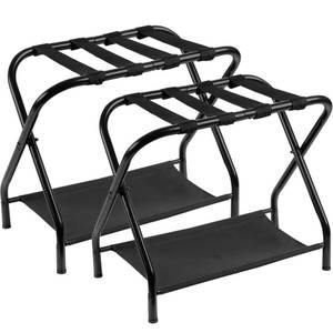 lot 3456 image: Heybly Luggage Rack for Guest Room, Pack of 2, with Storage Shelf HLR004B2 - Retail $33