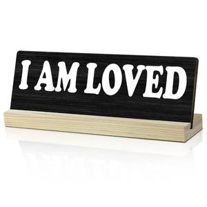 lot 3461 image: Inspirational Gifts for Women Men Office Sign, I am Loved Gifts Office Desk Sign for Women, Christian Office Sign for Friend Bible Verses Desk Accessories Wood Plaque Office Cubicle Decor Sign -48