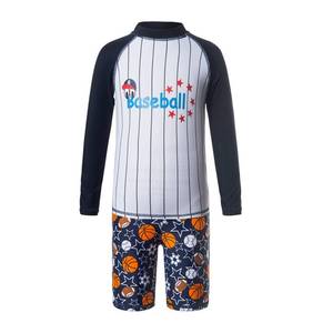 lot 3467 image: Julysand Toddler Boys Rash Guard Sets Baseball Long Sleeve Swimsuit Two Piece Swimwear Sun Protection Suit Colorful size 3T - Retail $21