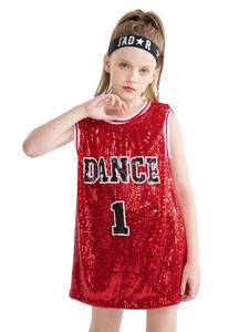 lot 3476 image: LOLANTA Girls Hip Hop Dance Clothes Kids Jersey Sequin Costume,Red,5-6 - Retail $27